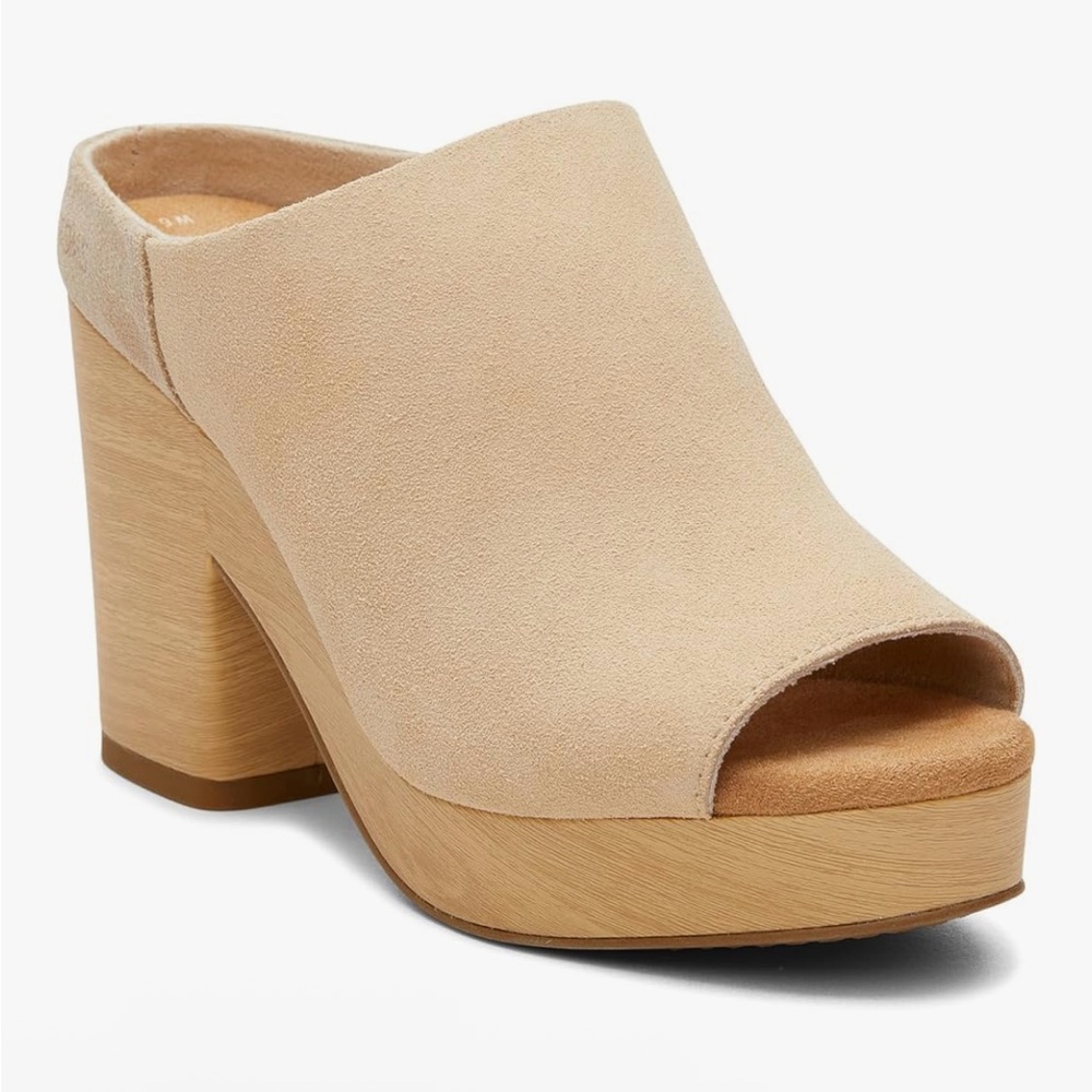 Toms Florence Suede Mule Sandals in Honey Beige Women's Size 7 Slip On NWT